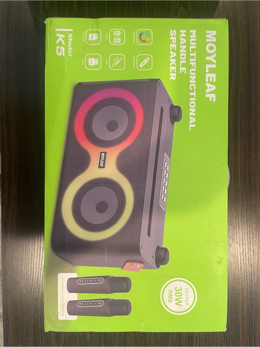 K5 Portable Bluetooth Speaker with RGB Lights - Black/Multicolor